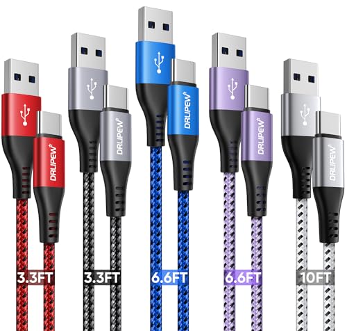 USB C Cable, 5-Pack(3ft/3ft/6ft/6ft/10ft) USB Type C Cable Fast Charging Braided Phone Charger Cord for Samsung Galaxy S22 S23 Ultra 5g S24 S20 S21 S10 S9, Note 20 10, Redmi, Google Pixel, HTC