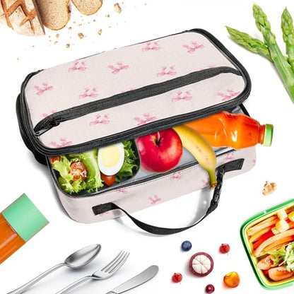 WOBAGMEN Bow Lunch Box for Kids, Cute Insulated Lunch Bag for Boys Girls,Waterproof Lunch Box with Water Bottle Holder for Teens Adults Picnic Travel Back to School (Pink Polka Dot Bow) - color: Pink Polka Dot Bow