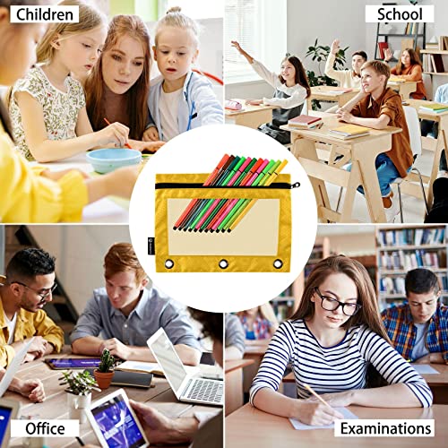 Binder Pouches,Mustard Yellow Pencil Pouch for 3 Ring Binder 2 Pack Clear Pencil Bag with Zipper for Office School Supplies - color: Mustard Yellow