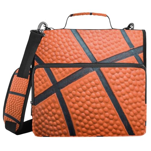 Basketball Binder Bag 3 Ring Zipper with Handle Shoulder Strap | for School Work Office Organizer Storage Case - color: Basketball