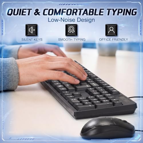 Tellegloww 48 Pcs Wired USB Keyboard and Mouse Combo Bulk 24 Corded QWERTY Keyboard 24 Mouse for Office Business Enterprise Workstation, Plug and Play Computer Peripherals for PC Desktop Laptop
