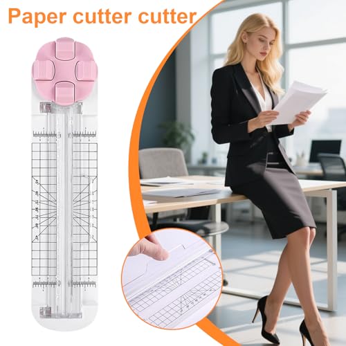 Paper Trimmer - 4 in 1 Photo Cutter, Multi Function Craft Tool, Precision Cutting Device | Blade for Scrapbooking School Office Classroom Wrapping Packaging Label Coupons Picture