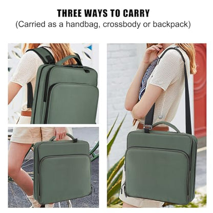 LLi Cufite Zippered Binder Bag,3 Ring Binder with Multi-Pocket - 500 Sheet Capacity, Up to 14" Laptop and Tablet, Detachable Backpack Straps & Shoulder Use for School and Offices(Dark Green) - color: Dark Green