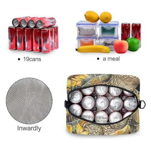 ALAZA Turtle and Sunflowers Insulated Lunch Bag Women Men Portable Reusable Cooler Lunch Tote Bag for Work Office Picnic College - color: Multi 18