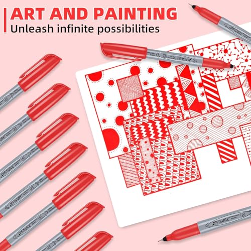 Red Ultra Fine Point Permanent Marker, 20 Pack, 0.4 mm, Precision Fine Tip for Detailed Writing, Art, Crafts & Labeling on Paper, Plastic, Glass, Metal, Waterproof, Fade-Resistant Ink - size: 20