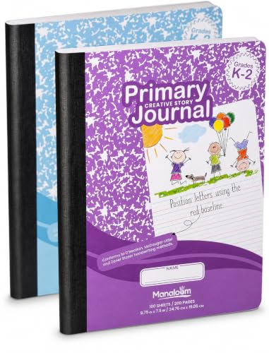 Primary Journal Grades K-2, Preschool, 1st Grade, Kindergarten Notebooks, Primary Ruled Composition Notebooks for Kids - 9.75″ x 7.50″ - Sturdy Covers - 100 Sheets - Assorted Colors - (2 Pack) - style: 2 Pack