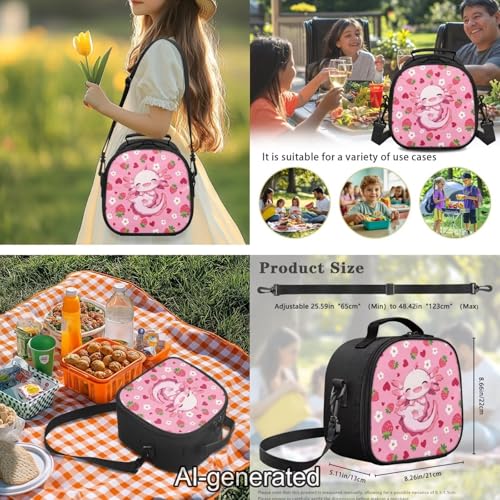 Kawaii Axolotl Large Capacity Kids School Backpack Set 5 Pieces with Lunch Bag Pencil Case and Water Bottle Holder for Girls and Boys - color: Kawaii Axolotl-a