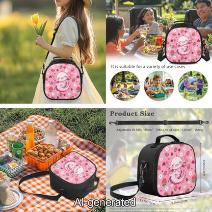 Kawaii Axolotl Large Capacity Kids School Backpack Set 5 Pieces with Lunch Bag Pencil Case and Water Bottle Holder for Girls and Boys - color: Kawaii Axolotl-a