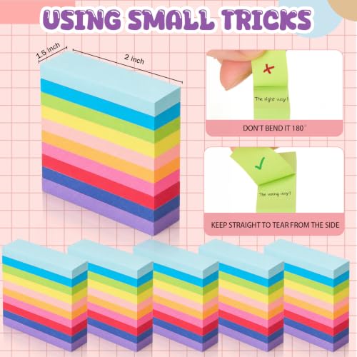 Zubebe 200 Pads 0.5 x 1.8 Inch Sticky Notes Bulk, Bright Colors Notepads Self Stick Note Square Memo Sticky for Office Back to School, 45 Sheets/pad - size: 0.5 x 1.8 Inch