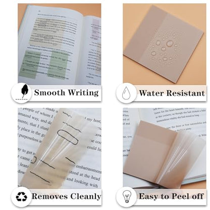 YOUDEFUL Transparent Sticky Notes, 3"x3" Cute Translucent Page Flags Book Markers Stickers, Planner Accessories Sticky Notes, Office School Bible Journaling Study Supplies - size: Square Orange