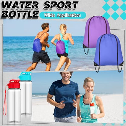 40 Pcs 17 oz Plastic Water Bottles Bulk and Drawstring Backpack Set for Back to School Gifts Reusable Flip Top Leakproof Water Bottles with Handle Adults Sports Gym Travel Outdoor(Fresh) - color: Fresh