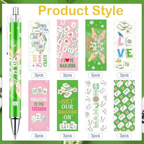 Mahjong Ballpoint Pens Gifts - 24 Pcs Mah Jong Lovers Gifts for Women Men Chinese Funny Retractable Ball Point Pens Set for Home Office School Family Birthday Mahjong Party Favor - style: Mahjong