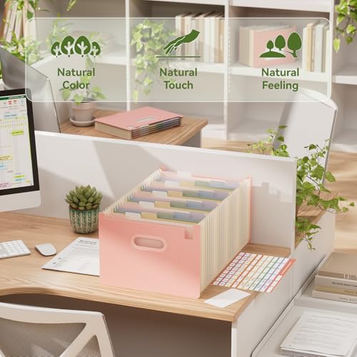 EcoStash 26 포켓 아코디언 파일 오거나이저, 밀짚 파일 폴더, 업라이트 및 오픈 탑, A-Z 지폐 영수증 오거나이저, 100% BPA 프리, 자연으로 돌아가기, 레터/A4 사이즈 - 스트로베리 핑크 - color: 딸기 핑크, size: 26 Pockets