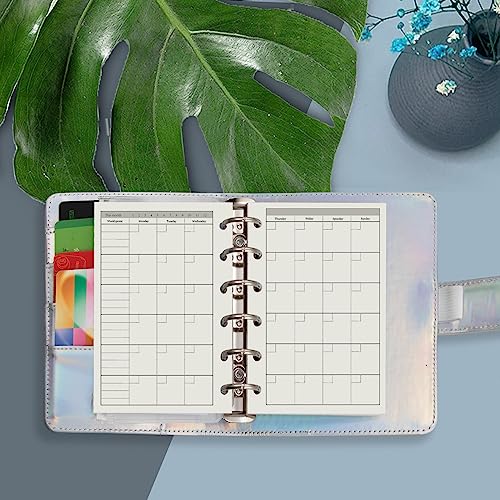 Harphia A7 6-Hole Binder Refill Value Set: 90-Sheet Monthly Plan Loose Leaf Paper with Stickers and Dividers, Planner Insert with Binder Pockets - color: Month Paper Set, size: A7