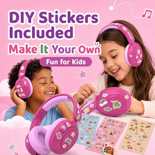 MIDOLA Kids Bluetooth Headphones Active Noise Cancelling Lightweight Wireless Headphone for Kid Volume Limited 85/94dB Foldable Over-Ear Headset with Mic,68 Hours Playtime,for Toddler Child Rose Pink - color: Rose Pink