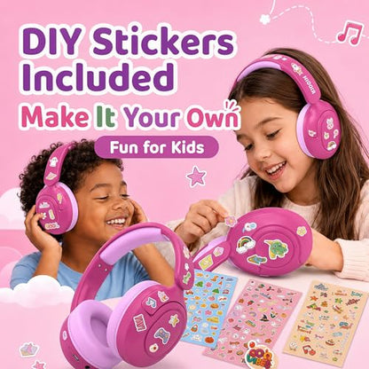 MIDOLA Kids Bluetooth Headphones Active Noise Cancelling Lightweight Wireless Headphone for Kid Volume Limited 85/94dB Foldable Over-Ear Headset with Mic,68 Hours Playtime,for Toddler Child Rose Pink - color: Rose Pink