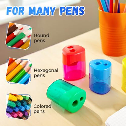 Pencil Sharpeners with Lid, Dual Holes Handheld Pencil Sharpener Manual for Standard and Jumbo Pencils, Compact Cute Sharpener for Kids Adults Students School Home Office (4*Triangle) - color: 4*triangle
