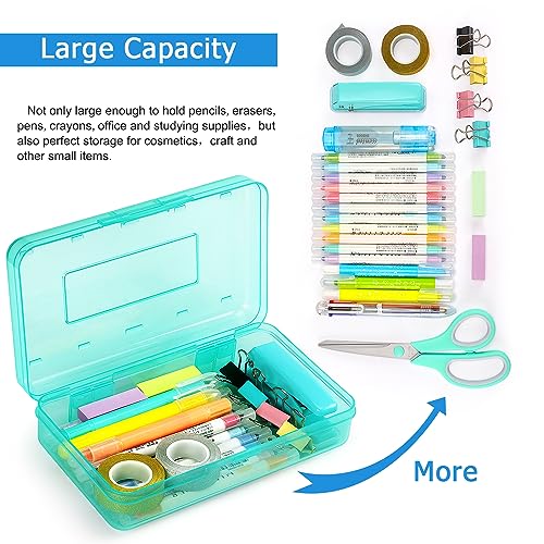 Tamaki 1 Pack Plastic Pencil Box Large Capacity, Light Green | Clear Boxes with Snap-tight Lid Stackable Design and Stylish Office Supplies Storage Organizer - color: Light Green