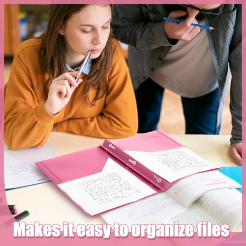 Lincia 100 Pcs Plastic Folders with Pockets and Prong Folders with Prongs 2 Pockets for Office, School for Students, Teachers, Office Workers(Pink) - color: Pink