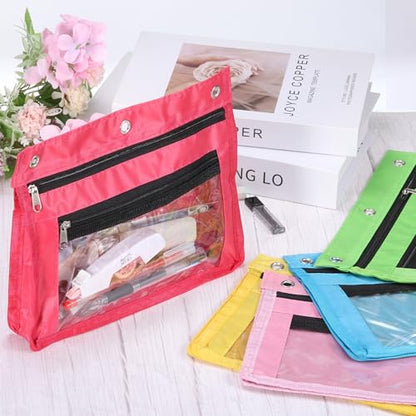 PATIKIL Expandable Pencil Pouch for 3 Rings Binder, 1 Pack Oxford Cloth Large Capacity Zipper Binder Pouch Pencil Case for Office Home, Pink - color: Pink