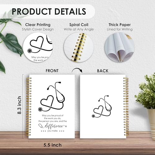 Nurse Spiral Notebook Gifts, RN Appreciation Thank You Gifts for Nurses Week Hardcover Lined Notebooks Journal for Office Work, Nursing School Student Future Nurse Notebook A5 5.5x8.3 - color: nurse-white