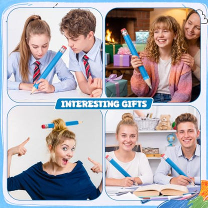 Tinlade 6 Pcs Wooden Jumbo Pencils for Prop, Funny Huge Blue Giant Pencil 14 Inch for Home and School Supplies, Kids, Preschoolers - color: Blue