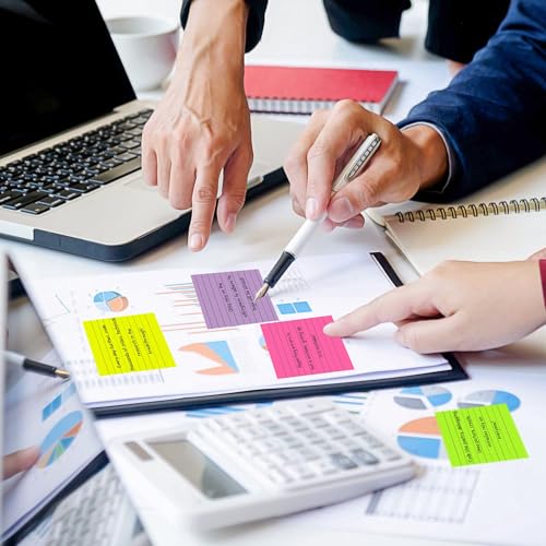 (12 Pads) Lined Sticky Notes 4x4 in Post, 6 Bright Colors with Lines Self-Stick Note Pads it, Strong Adhesive, 46 Sheets/Pad, 552 Sheets in Total - size: 4x4 in