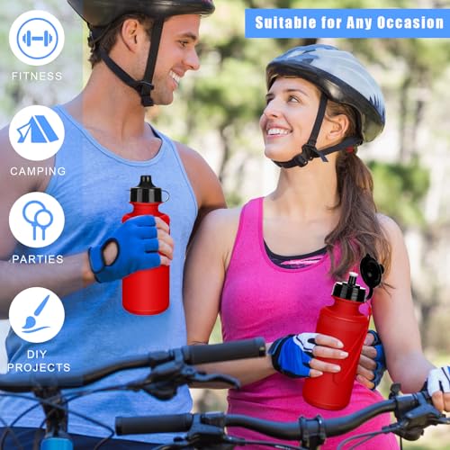 Zubebe 36 Pcs Sports Water Bottles Bulk Squeeze Reusable Plastic Water Bottles Back to School Supplies Summer Gifts for Students School Travel Hiking Cycling Event Team Gift - color: Red