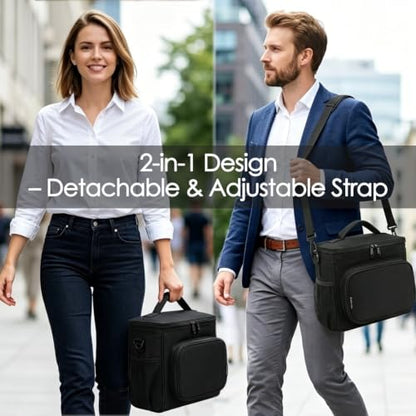 FlowFly Insulated Reusable Lunch Bag Adult Large Lunch Box for Women and Men with Adjustable Shoulder Strap,Front Zipper Pocket and Dual Large Mesh Side Pockets,BlackCamo - color: BlackCamo