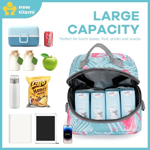 NEW TILAMI Kids Lunch Bag Double Insulated for tilami Rolling Backpack Girls Boys forTravel School Picnic, Tropical Flamingo Teal - color: Tropical Flamingo Teal