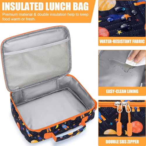 Fimibuke Kids Bento Snack Lunch Box with 4 Compartment, Insulated Lunch Bag, Stainless Steel Vacuum Thermo Food Jar, Ice Pack, Utensils Set, Birthday Gifts for Age 3-12 Back to School Toddler Girl Boy | Lunch Box Kids with 4 Compartment, Food Jar, Ice Pac