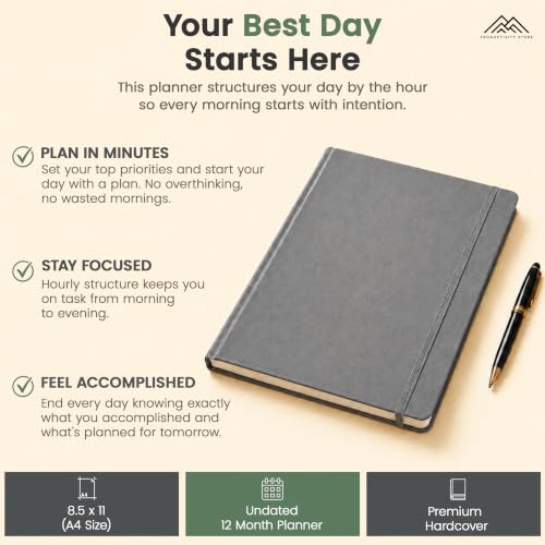Hourly Planner & Appointment Book (8.5” x 11”) - Premium Hourly Planner with Daily Schedule & 30-Minute Time Slots for Better Time Management by PRODUCTIVITY STORE (A4, Gray) - color: Grey