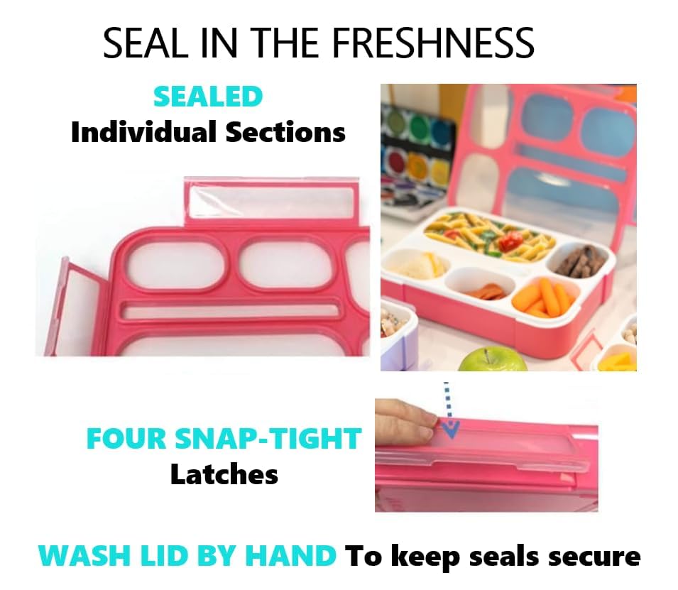 Bento Box Lunch Boxes and Snack Containers for Kids Girls Boys Adults Toddlers, Leak-Resistant Portion Container Kits BPA Free | Value Pack Set of 4, Blue & Pink - color: Blue + Pink Large + MINI 4 Pack