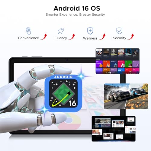 P10 10.1 inch Tablet, Android Tablet with Gemini AI, 48GB RAM+128GB ROM, 7000mAh, Unisoc T310 Quad-Core, 90Hz, 8MP + 5MP, WiFi 5, Bluetooth 5.0, Dual Speakers, Tablet with Keyboard, Pen- Gray - color: Gray