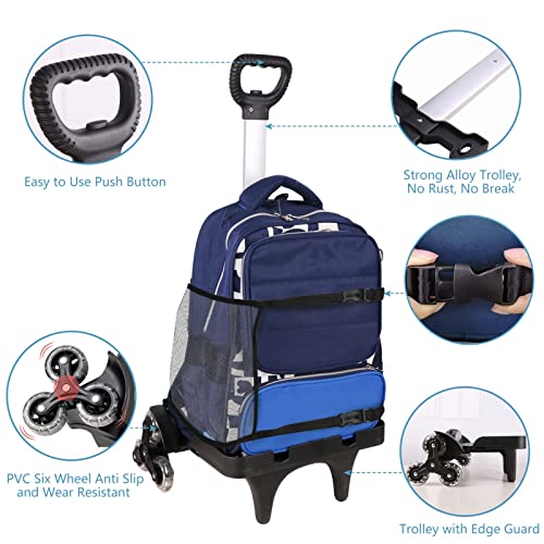 Backpack Trolley, Wheeled Cart Aluminum Alloy, Folding Trolley Cart for Schoolbag, 6 Wheels Luggage Cart
