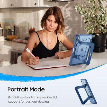 Fintie Shockproof Case for iPad (A16) 11th Generation 11 Inch (2025), iPad 10th Generation 10.9 Inch (2022) - [Built-in Pencil Holder] Slim Frosted Hard Cover with Multi-Angle Kickstand, Navy Blue - color: Navy Blue