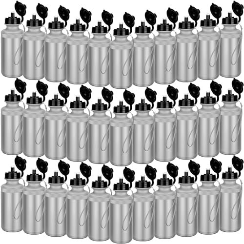 Ziliny 72 Pcs Resuable Water Bottles Bulk for Kids 20 oz Squeeze Sports Plastic Water Bottles with Lanyards Blank DIY Cups for VBS Back School Operation Christmas Summer Camp - color: Silver