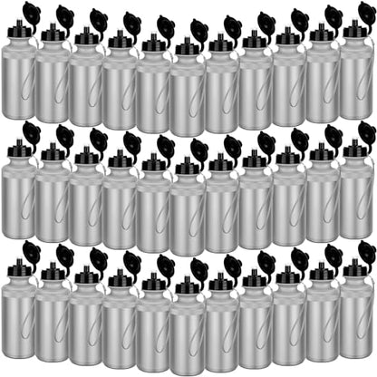 Ziliny 72 Pcs Resuable Water Bottles Bulk for Kids 20 oz Squeeze Sports Plastic Water Bottles with Lanyards Blank DIY Cups for VBS Back School Operation Christmas Summer Camp - color: Silver