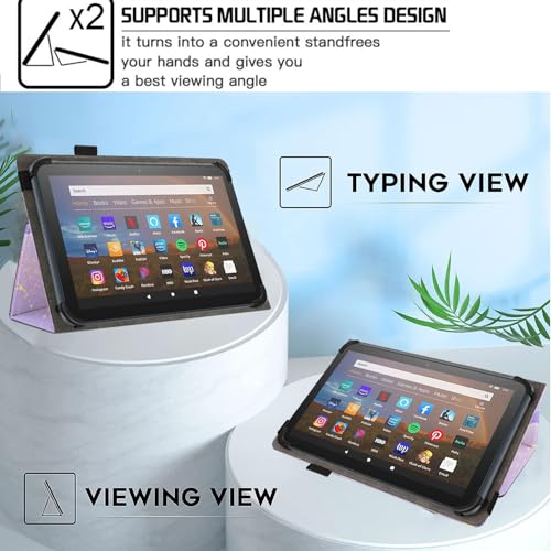 Universal 10 10.1 Inch Android Tablet Case,Slim Folding Stand Cover for All 9"-10.5" Touchscreen Tablet Case with Stylus Pen Holder,Purple Marble - color: Purple Marble