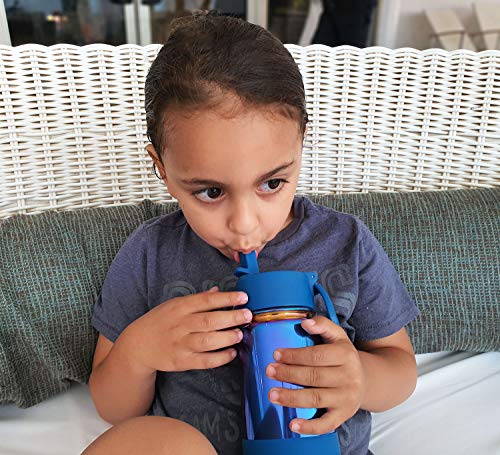 CHILLOUT LIFE 12oz Kids Insulated Stainless Steel Water Bottle with Leak Proof Straw Lid & 144 Stickers - color: Magic Blue, style: 12 oz