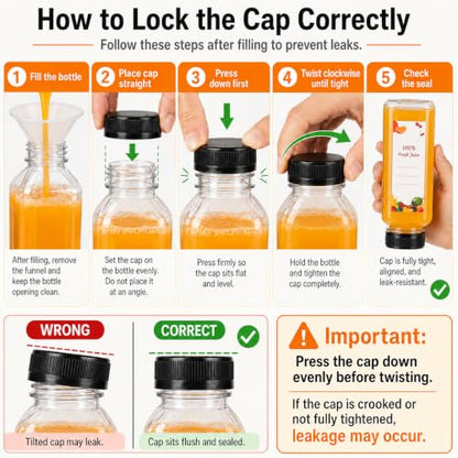 OBKJJ 80pcs 24oz Pcs Juice Bottles, Juice Bottle with Caps Reusable Empty Clear Bottles with Label, Funnel, Brush Bulk Beverage Containers for Juicing, Drinking, Smoothie and Other Beverages (24oz) - size: 24 Ounces