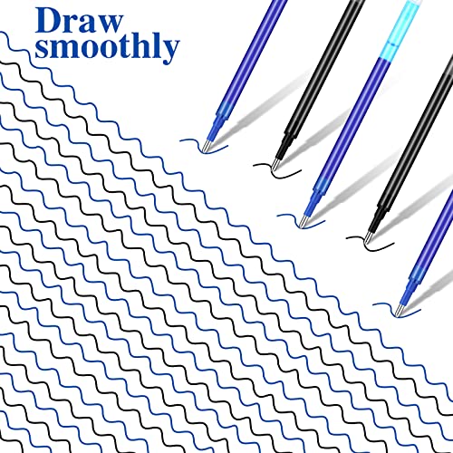 Zonon 24 Pcs 0.7mm Erasable Gel Ink Pen Refills Compatible with Frixion Friction Gel Ink Refills Medium Fine Point Erasable Pens Lead for Writing Planner and Crossword Puzzles(Black, Blue) - color: Black, Blue