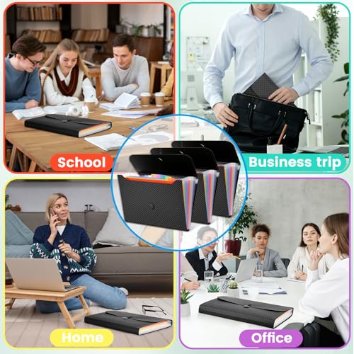 VZZNN 8 Pack Accordion File Organizer Bulk, 13 Pocket Plastic Expanding File Folder with Tabs, Letter/A4 Size Document Organizer Folder for School, Office, Home, and Travel, Carpetas para Documentos
