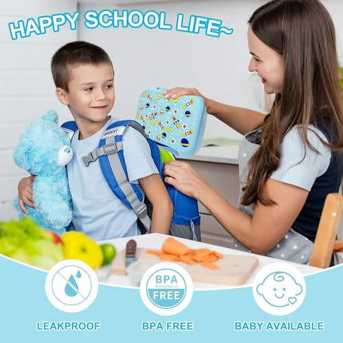Kids Bento Lunch Box, 5-Compartment Leakproof Container with handle Movable Snack Box BPA-Free, Dishwasher & Microwave Safe Utensils Included for Kids/Adults | School, Office & Travel | Green - color: Green-41oz