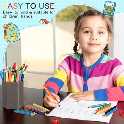 Spakon 96 Pcs Jumbo Pencils for Kid Bulk 3.5 Inch Wooden Triangle Short Fat Chunky Pencil with Sharpener for Student Toddler Preschooler Beginner Kindergarten Classroom Back to School Supplies - style: Pencil