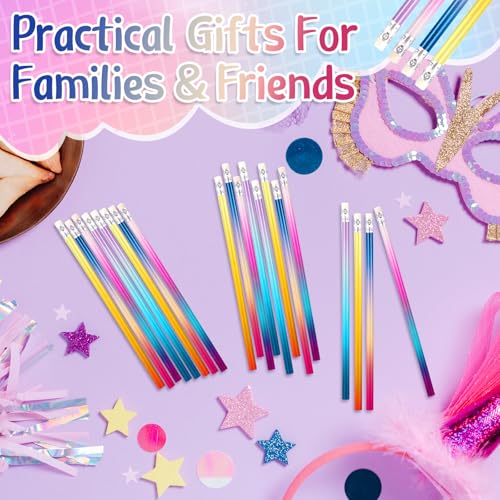 Teling 48 Pcs Mlp Pencils Theme Party Favors Fun Pencils in Bulk with Eraser Wooden Number 2 Graphite for Students Back to School Gifts Classroom Birthday Supplies - style: Bright