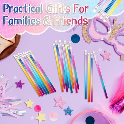 Teling 48 Pcs Mlp Pencils Theme Party Favors Fun Pencils in Bulk with Eraser Wooden Number 2 Graphite for Students Back to School Gifts Classroom Birthday Supplies - style: Bright