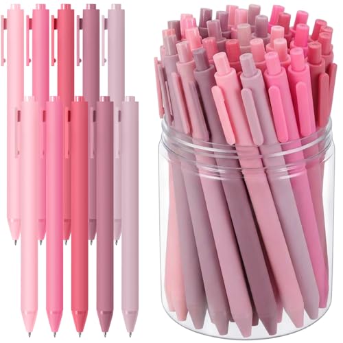 Crtiin 50 Pcs Gel Pens Bulk, 0.5mm Fine Point Black Ink Pen with Assorted Colored Retractable Quick Dry Pen for Office Teacher, Journaling, Server, Classroom, Back to School Supplies (Light Pink) - color: Light Pink