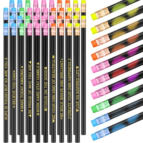 Eersida 80pcs Color Changing Pencil Bulk Back to School Pencils with Eraser Encourage Saying Thermochromic Fun Pencils for Kids Students Classroom First Day of School Gifts (Inspirational) - style: Inspirational
