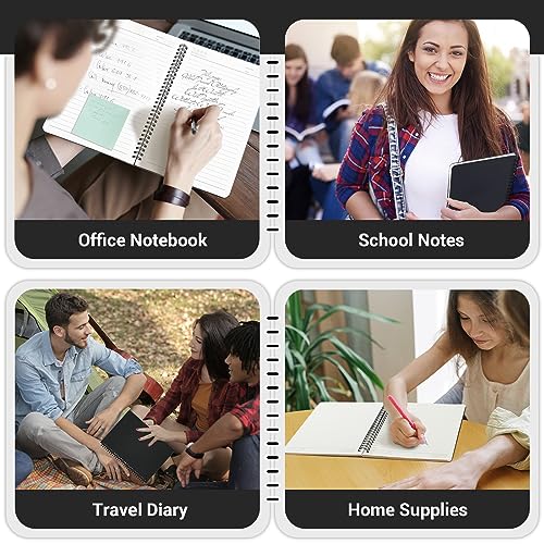 EUSOAR College Ruled Spiral Notebook, B5 6Packs 7.3"x10.2" 120 Pages Black Hardcover Ruled Travel Writing Notebooks Journal, Memo Notepad Sketchbook, Students Office Business Subject Diary Book - color: Black, size: 6Packs